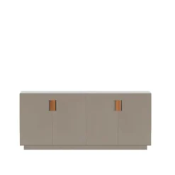 Armoire Frame 160 Low, dark sand, portes pliantes, 42 cm, cognac