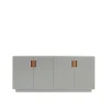 Armoire Frame 160 Low, light grey, portes pliantes, 42 cm, cognac