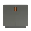 Armoire Frame 80 Low, taupe, cuir cognac, 42cm