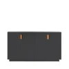 Armoire Frame 160 Medium, char grey, portes pliantes, 42cm, cognac