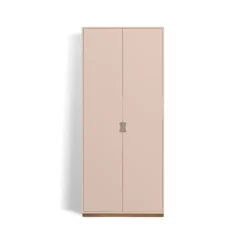 Armoire haute Snö F, Rose, base en chêne, dj.42 cm