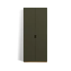 Armoire haute Snö F, Taupe, base en chêne, dj.30 cm