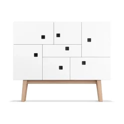 Armoire Peep C1, blanc, retro, structure en chêne