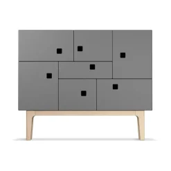 Armoire Peep C1, slate grey, chêne pigmenté blanc
