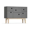 Armoire Peep C2, slate grey, chêne pigmenté blanc