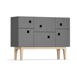 Armoire Peep C2, slate grey, chêne pigmenté blanc