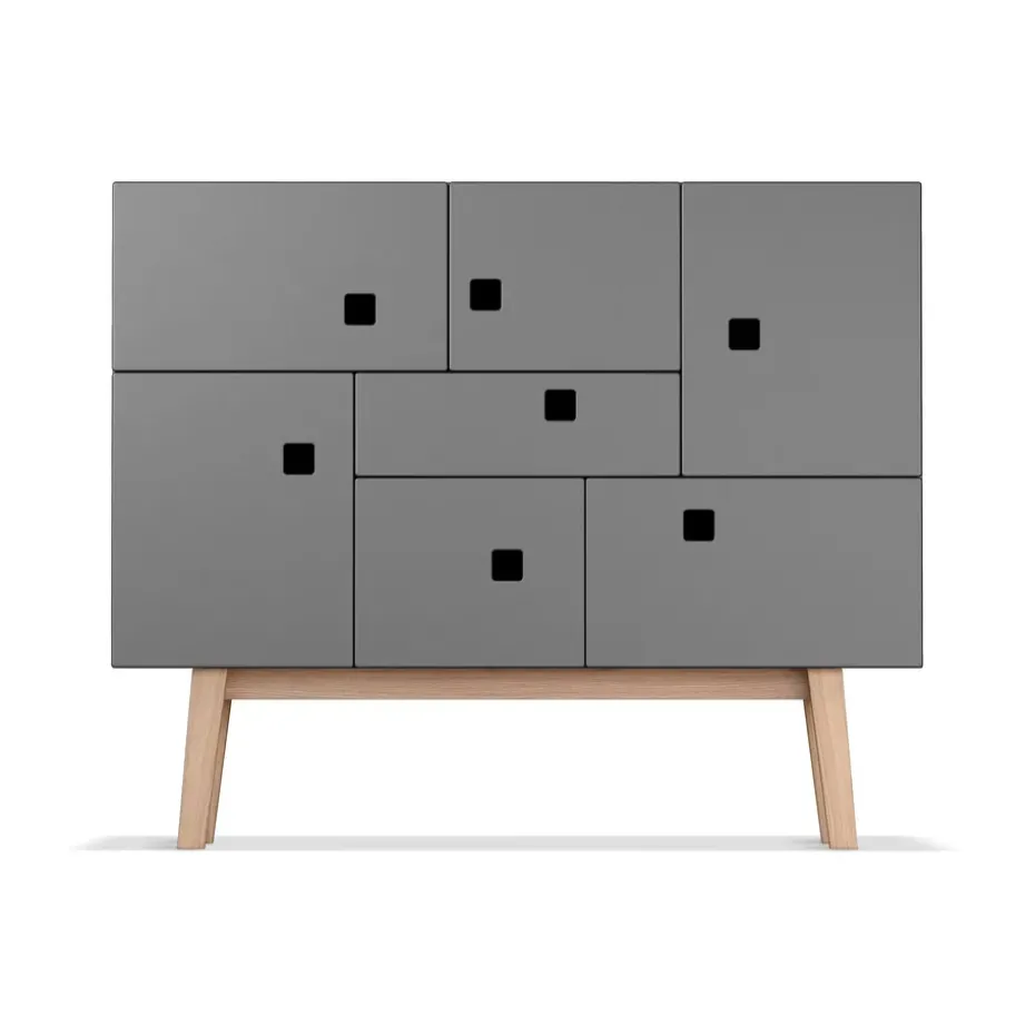 Armoire Peep C1, slate grey, retro, structure en chêne