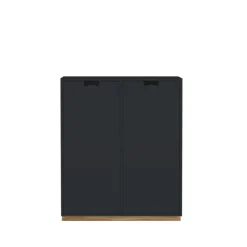 Armoire Snö E, Char grey, base en chêne, portes opaques, dj.42 cm