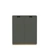 Armoire Snö E, Green khaki, base en chêne, portes opaques, dj.42 cm