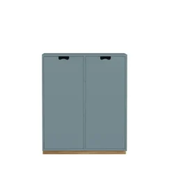 Armoire Snö E, Nordic blue, base en chêne, portes opaques, dj.42 cm