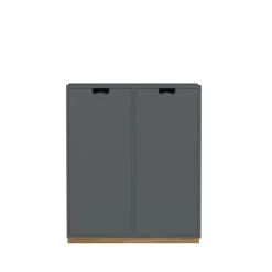 Armoire Snö E, Storm grey, base en chêne, portes opaques, dj.42 cm