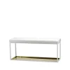Banc 11, blanc, cuir blanc, plaque en laiton