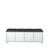 Banc 6, cuir noir, structure blanche