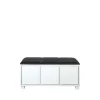 Banc 6, cuir noir, structure blanche