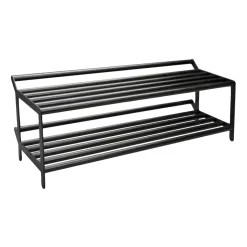 Banc avec rangement chaussures Tamburin 100cm, Chêne peint noir-noir