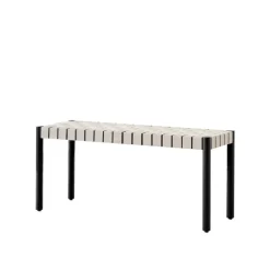 Banc Betty TK4, black, assise en ruban de lin tressé naturel
