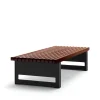 Banc Block, Acajou, large, support noir