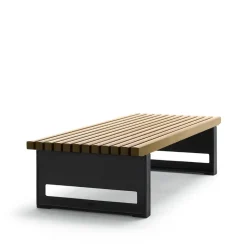 Banc Block, Huile de chêne, large, support noir