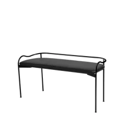Banc Bubble, noir, cuir noir