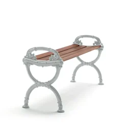 Banc Byarum, Acajou, support en aluminium brut