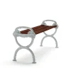 Banc Byarum, Pin brun lasuré, support en aluminium brut