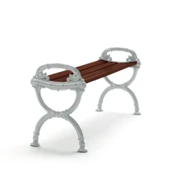 Banc Byarum, Pin brun lasuré, support en aluminium brut