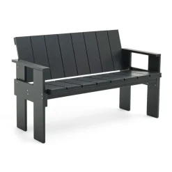 Banc Crate Dining Bench en pin laqué, Black