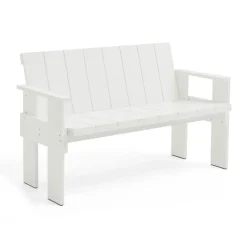 Banc Crate Dining Bench en pin laqué, White