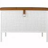 Banc de rangement Frank, Blanc-cognac