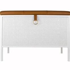 Banc de rangement Frank, Blanc-cognac