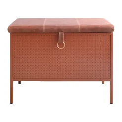 Banc de rangement Frank, Cinnamon-vintage cognac