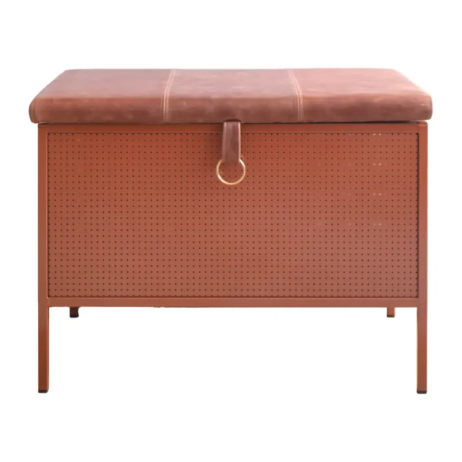 Banc de rangement Frank, Cinnamon-vintage cognac