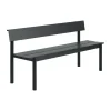 Banc Linear Steel avec dossier, Noir, 170x34 cm
