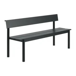 Banc Linear Steel avec dossier, Noir, 170x34 cm