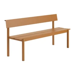 Banc Linear Steel avec dossier, Orange brûlé, 170x34 cm