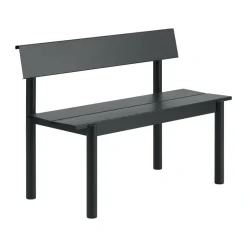 Banc Linear Steel avec dossier, Noir, 110x34 cm