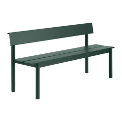 Banc Linear Steel avec dossier, Vert foncé, 170x34 cm