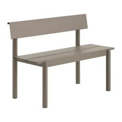 Banc Linear Steel avec dossier, Taupe, 110x34 cm