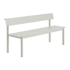 Banc Linear Steel avec dossier, Gris, 170x34 cm