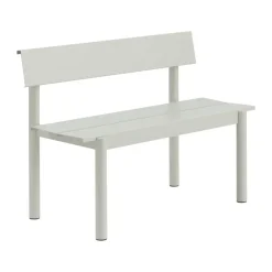 Banc Linear Steel avec dossier, Gris, 110x34 cm