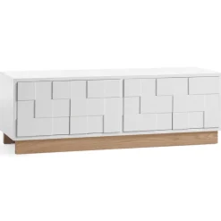Banc multimédia Collect 2010, Blanc – socle en chêne huilé blanc