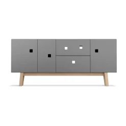 Banc multimédia Peep M2, slate grey, retro, structure en chêne