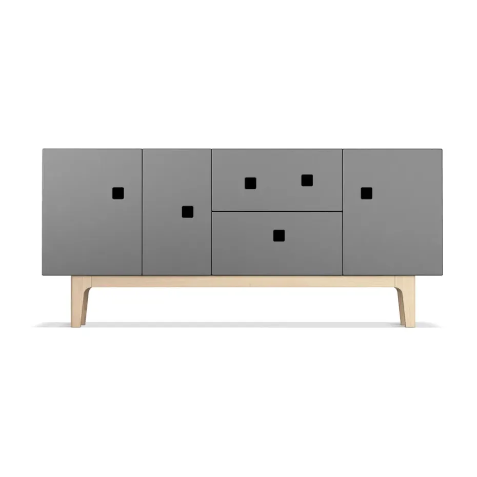 Banc multimédia Peep M2, slate grey, chêne pigmenté blanc
