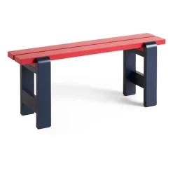 Banc Weekday Duo 111x23 cm pin laqué, Wine red-steel blue