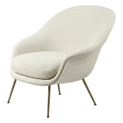 Bat Lounge Chair low back conic base, Dora boucle 0001-antique brass