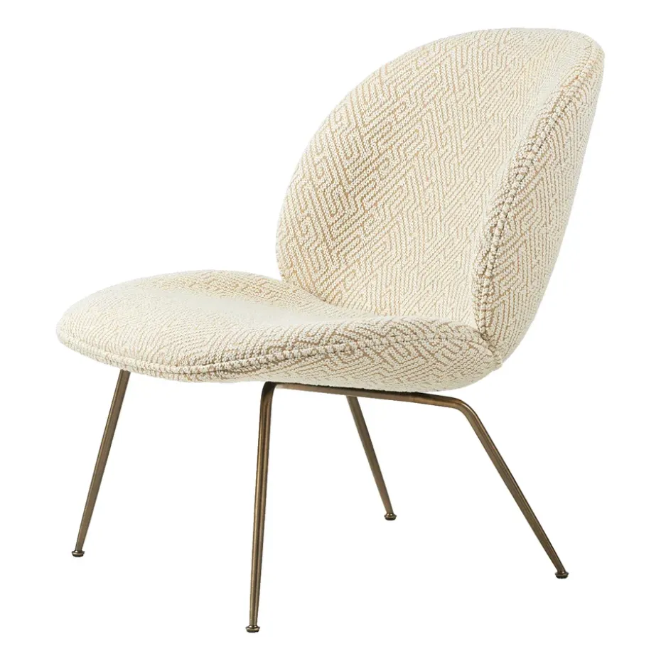 Beetle lounge chair fully upholstered conic base, Dora boucle 0002-antique brass