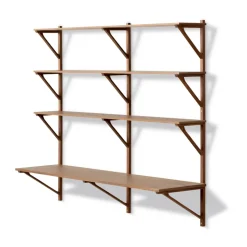 Bibliothèque avec bureau BM29 149x134 cm, Noyer laqué