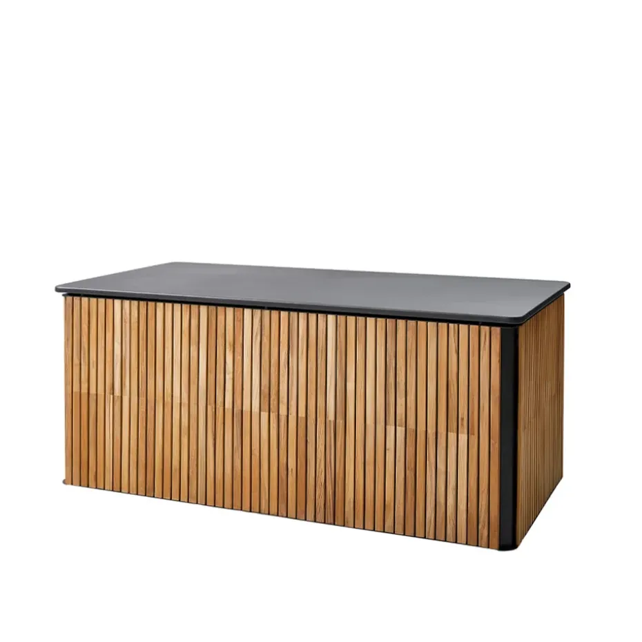 Boîte de rangement Combine pour coussins, Teck, Lava grey, grand