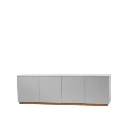 Buffet Beam, gris clair, socle en chêne huilé