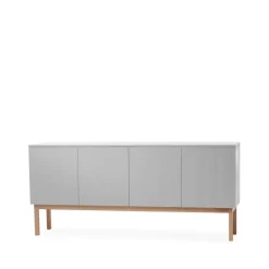 Buffet Beam, gris clair, structure en chêne huilé blanc